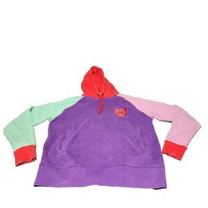 Teddy Fresh Hoodie Mens S Color Block Sweatshirt Bear Logo Pullover Sweater